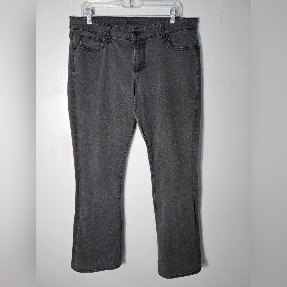 Kut From The Kloth Women's Size 12 Washed Black Denim Baby Bootcut Jeans